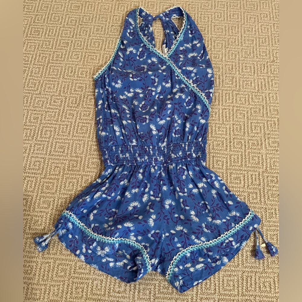 Poupette St Barth Girls XL blue romper - Picture 1 of 3